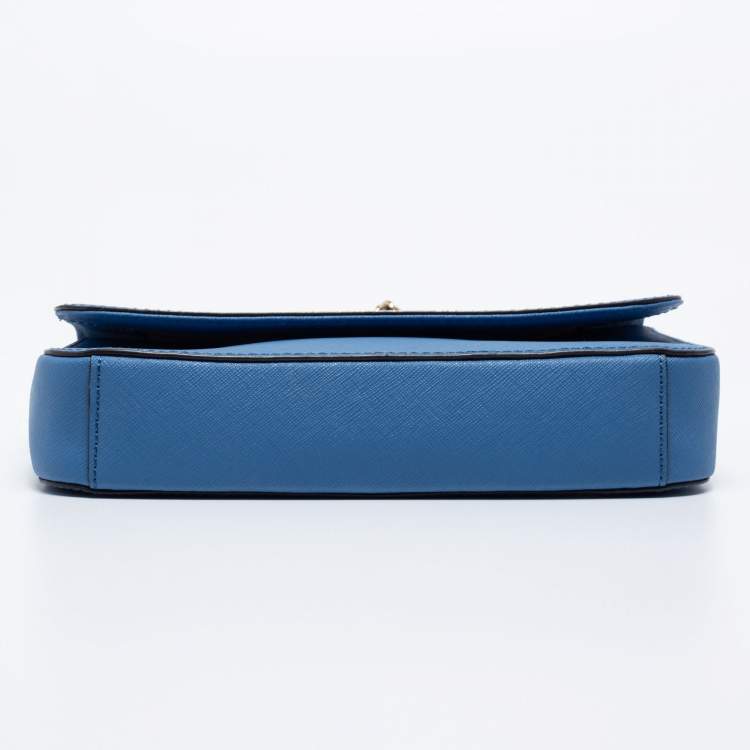 Pre Owned DKNY Blue Leather Robinson Flap Chain Crossbody Bag