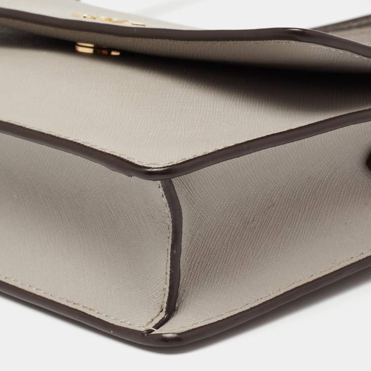 Pre Owned DKNY Grey Leather Bryant Park Flap Shoulder Bag