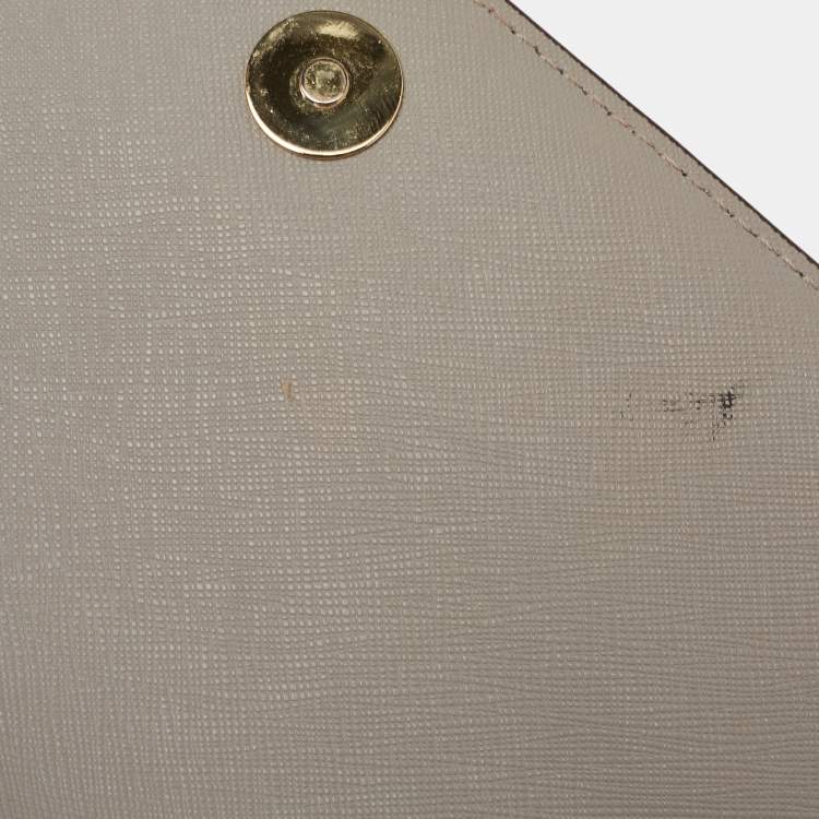 Pre Owned DKNY Grey Leather Bryant Park Flap Shoulder Bag