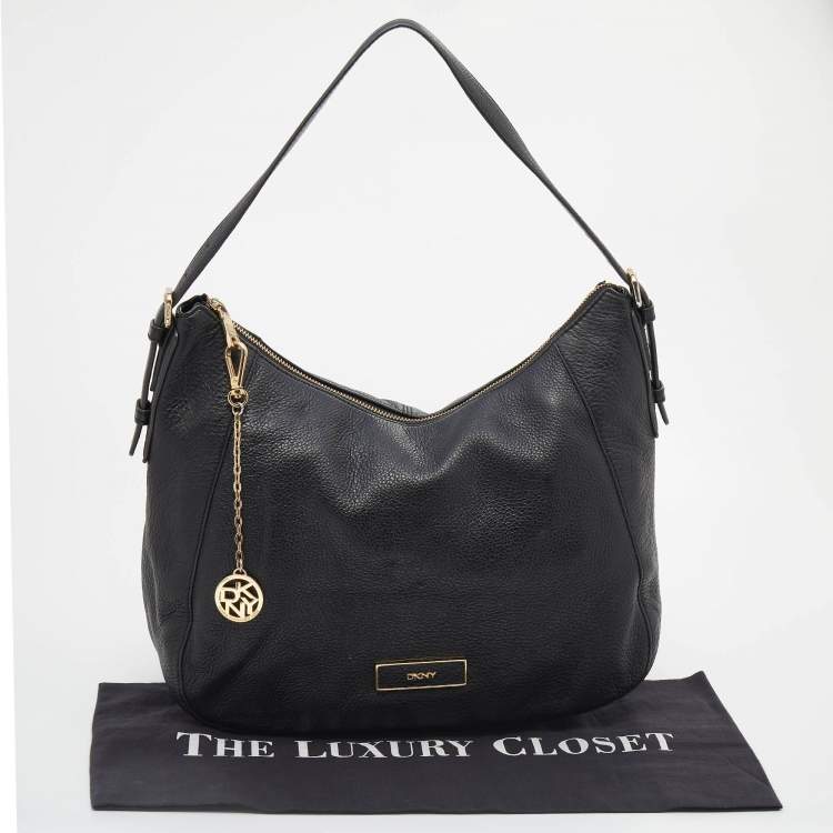 Pre Owned Dkny Black Leather Hobo