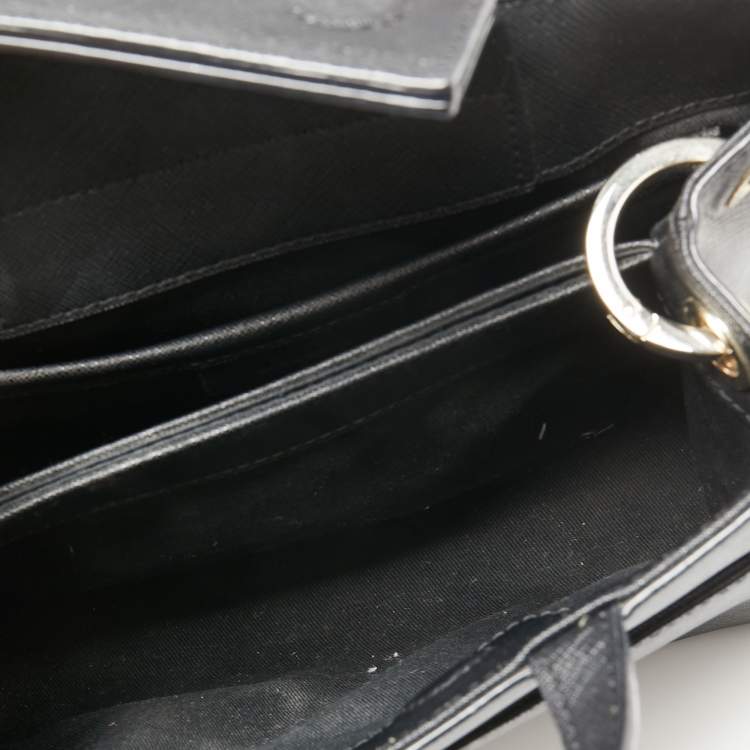 Pre Owned DKNY Black Saffiano Leather Pocket Satchel