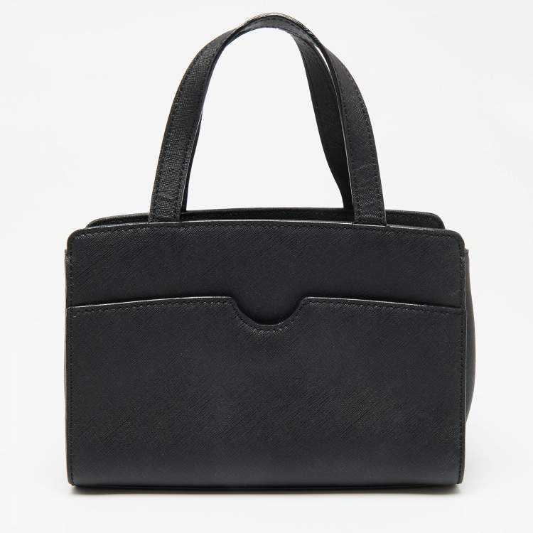 Pre Owned DKNY Black Saffiano Leather Pocket Satchel
