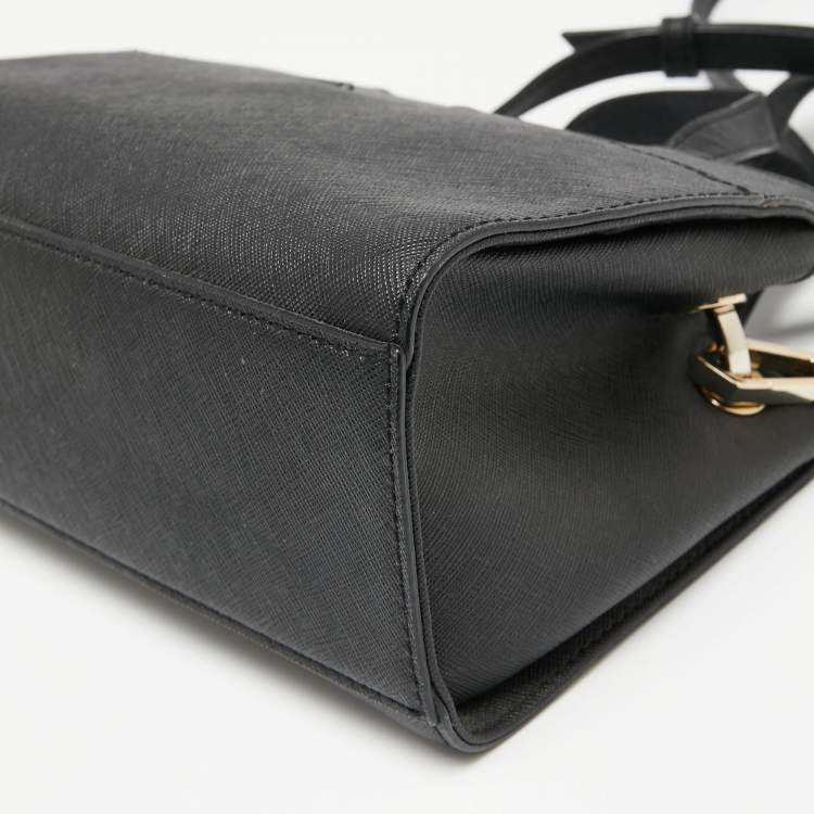 Pre Owned DKNY Black Saffiano Leather Pocket Satchel