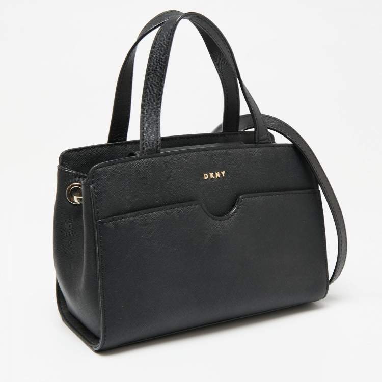 Pre Owned DKNY Black Saffiano Leather Pocket Satchel