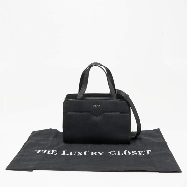 Pre Owned DKNY Black Saffiano Leather Pocket Satchel