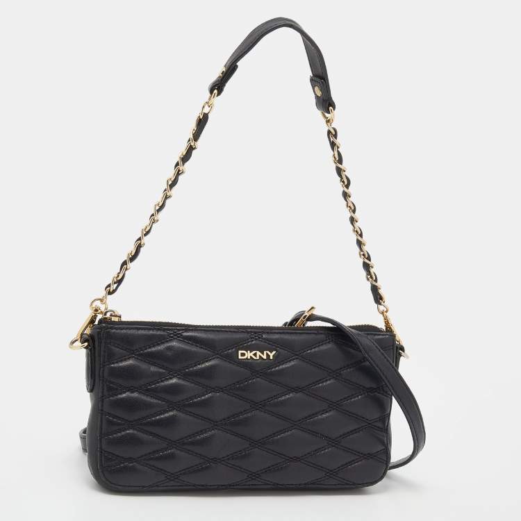 Pre Owned DKNY Black Quilted Leather Shoulder Bag