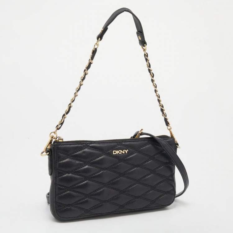 Pre Owned DKNY Black Quilted Leather Shoulder Bag
