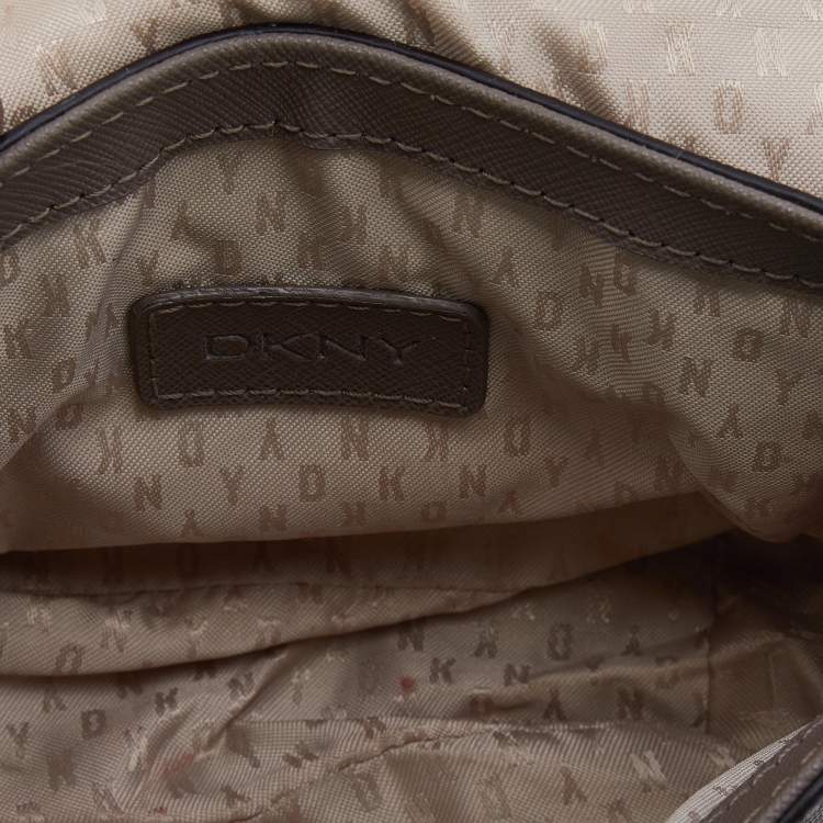 Pre Owned Dkny Taupe Leather Crossbody Bag