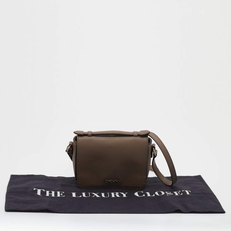 Pre Owned Dkny Taupe Leather Crossbody Bag