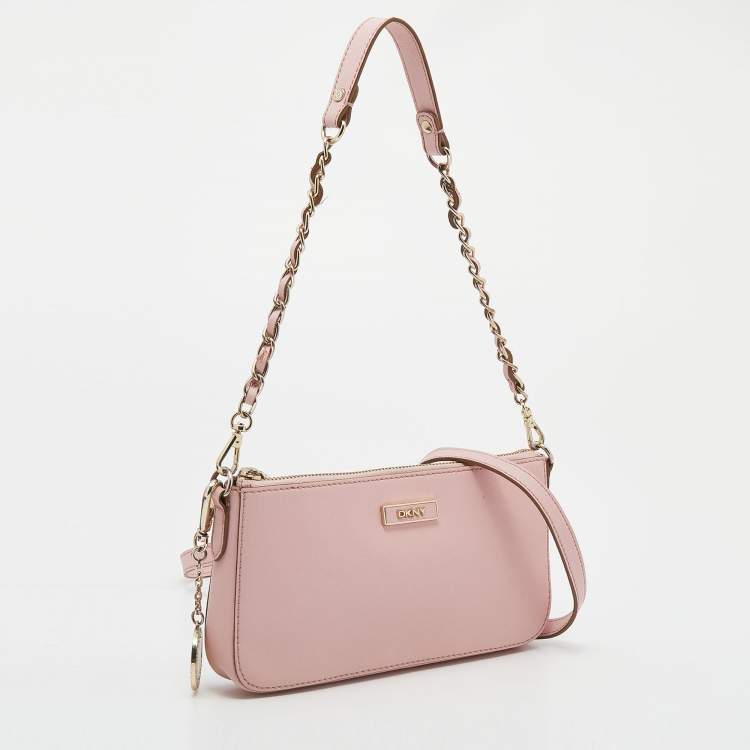مملوكة مسبقًا Dkny Pink Leather Bryant Zip Crossbody Bag
