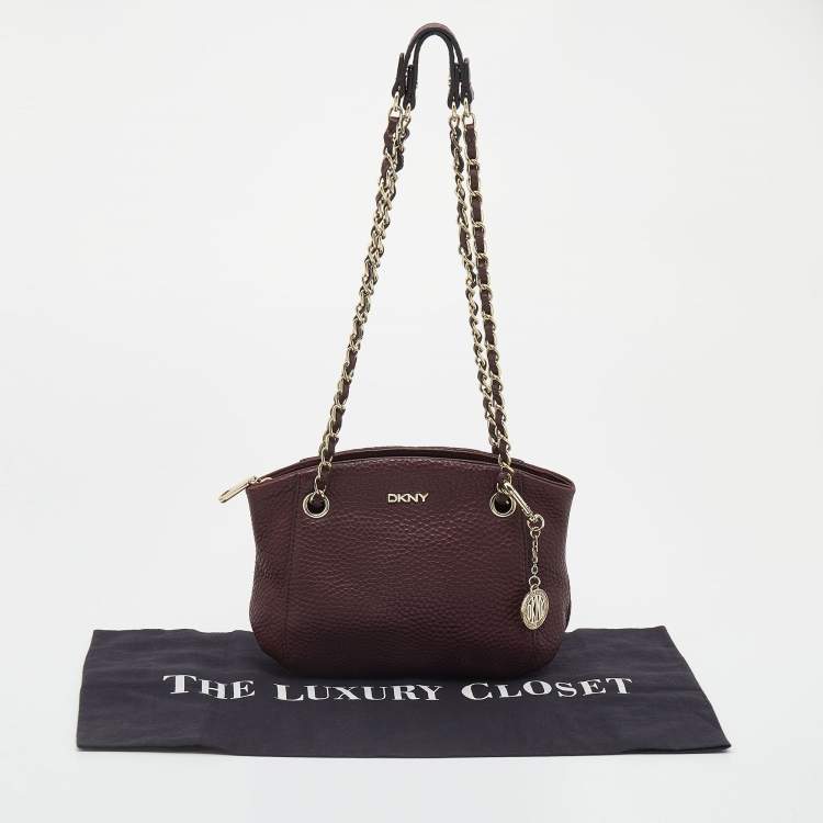 مملوكة مسبقًا Dkny Burgundy Leather Chain Satchel