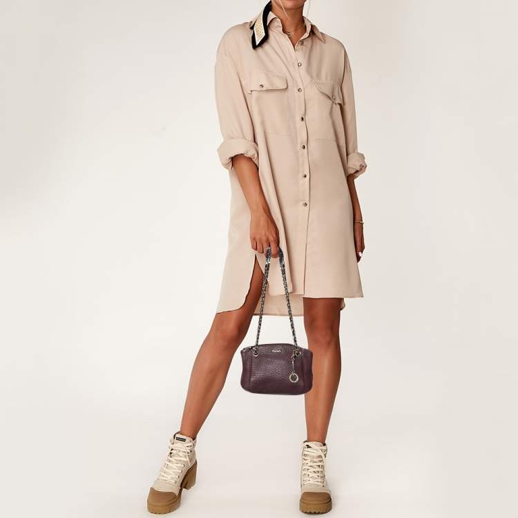 مملوكة مسبقًا Dkny Burgundy Leather Chain Satchel