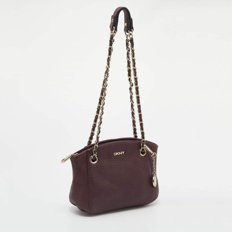 مملوكة مسبقًا Dkny Burgundy Leather Chain Satchel
