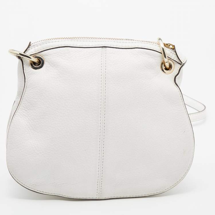 Pre Owned Dkny White Patent and Leather Crossbody Bag