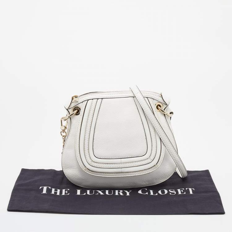 Pre Owned Dkny White Patent and Leather Crossbody Bag