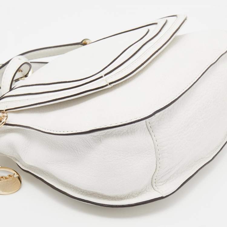 Pre Owned Dkny White Patent and Leather Crossbody Bag