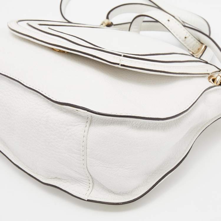 Pre Owned Dkny White Patent and Leather Crossbody Bag