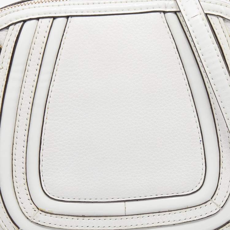 Pre Owned Dkny White Patent and Leather Crossbody Bag