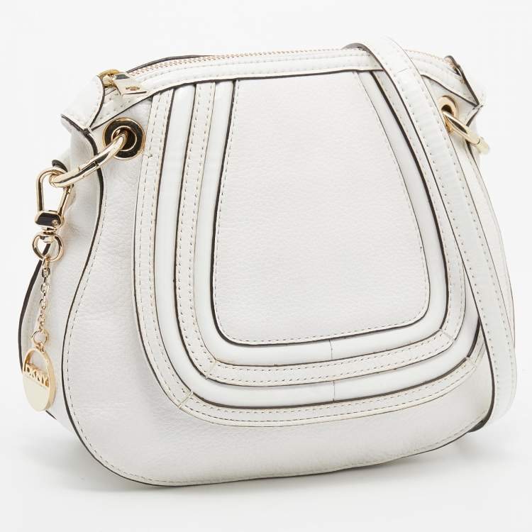 Pre Owned Dkny White Patent and Leather Crossbody Bag