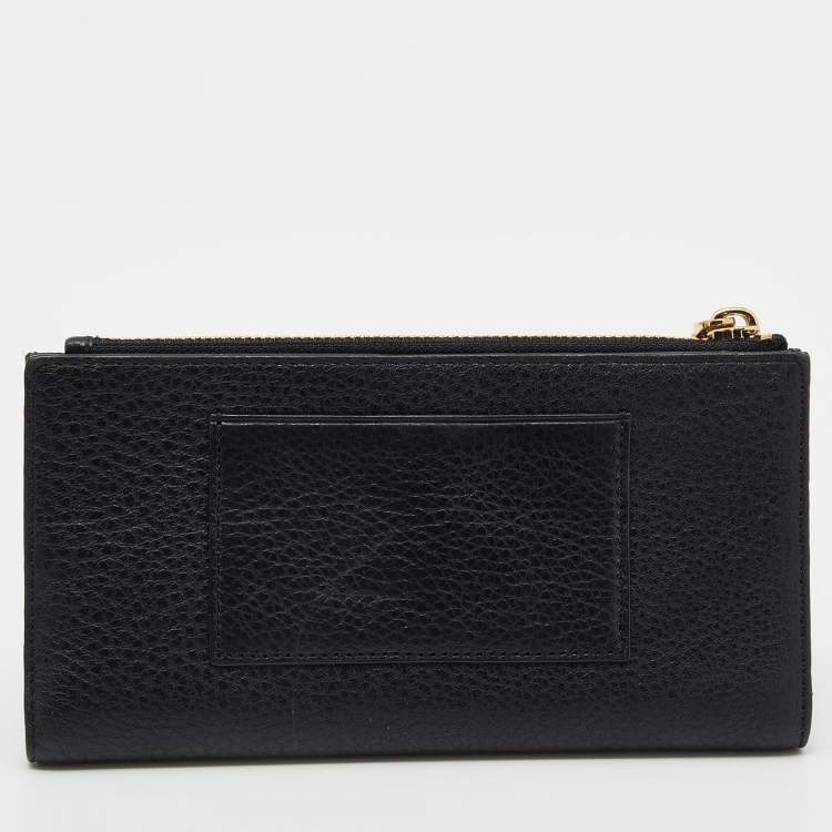 Pre Owned Dkny Black Leather Zip Bifold Wallet