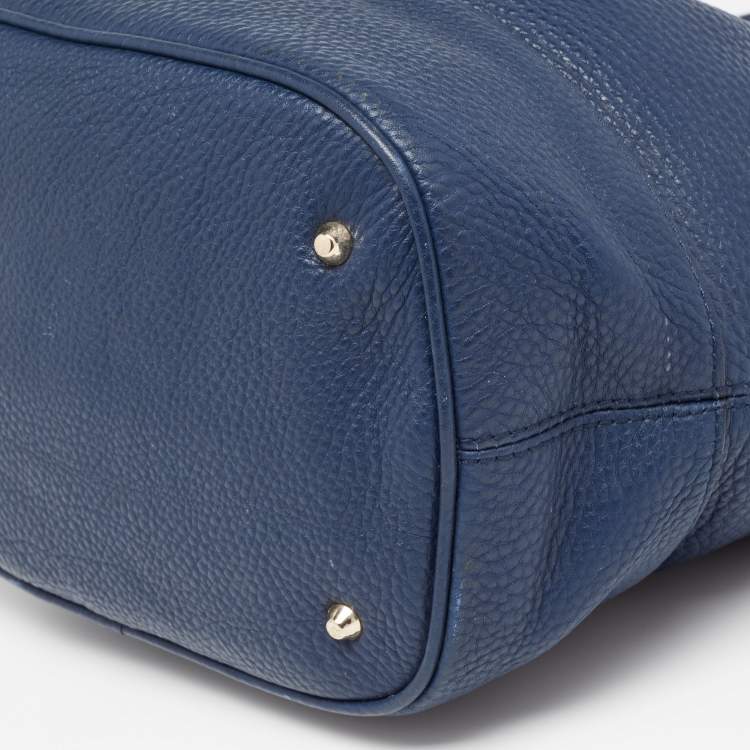 Pre Owned DKNY Blue Leather Drawstring Bucket Bag
