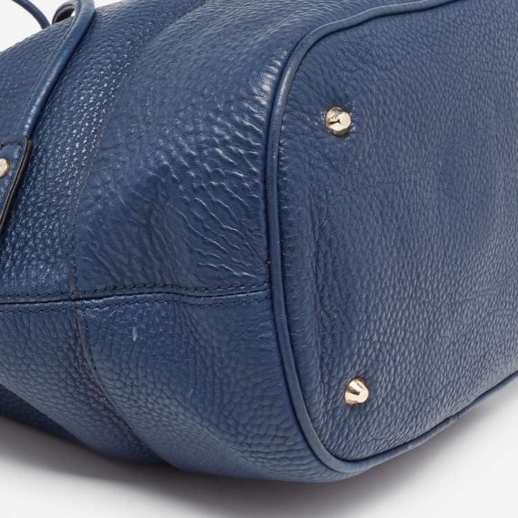 Pre Owned DKNY Blue Leather Drawstring Bucket Bag