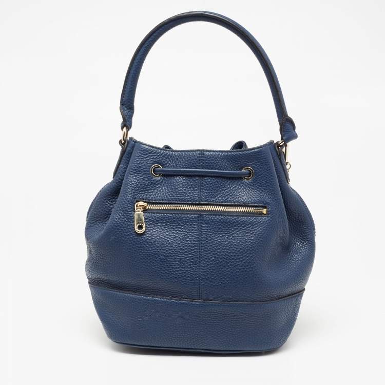Pre Owned DKNY Blue Leather Drawstring Bucket Bag