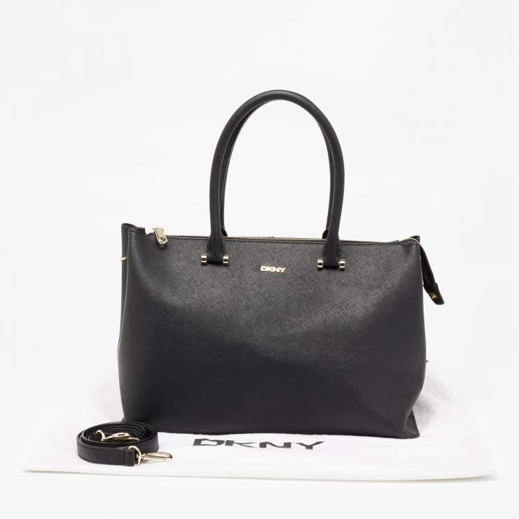 Pre Owned DKNY Black Saffiano Leather Bryant Park Zip Tote