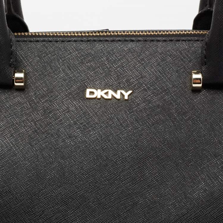 Pre Owned DKNY Black Saffiano Leather Bryant Park Zip Tote