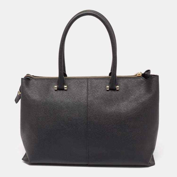 Pre Owned DKNY Black Saffiano Leather Bryant Park Zip Tote