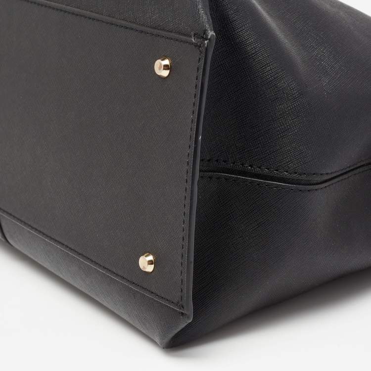 Pre Owned DKNY Black Saffiano Leather Bryant Park Zip Tote