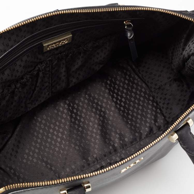 Pre Owned DKNY Black Saffiano Leather Bryant Park Zip Tote