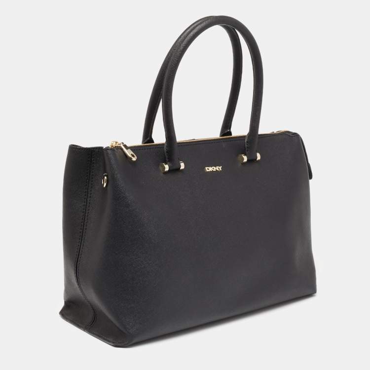 Pre Owned DKNY Black Saffiano Leather Bryant Park Zip Tote