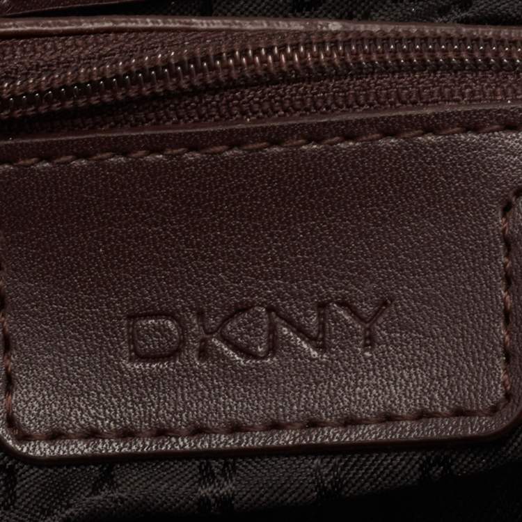 Pre Owned Dkny Brown Signature Coated Canvas and Leather Flap Crossbody Bag
