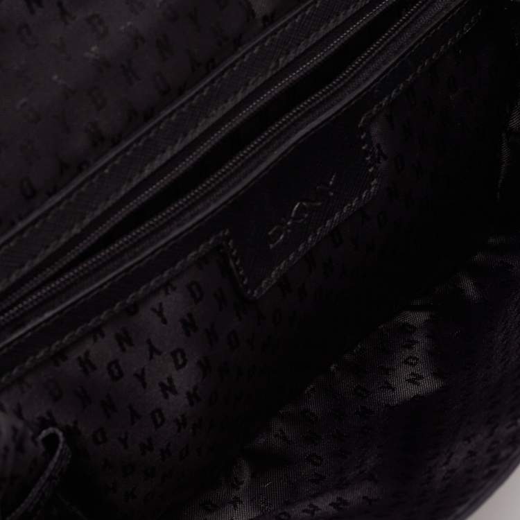 مملوكة مسبقًا DKNY Grey Lizard Embossed Leather Double Flap Crossbody Bag