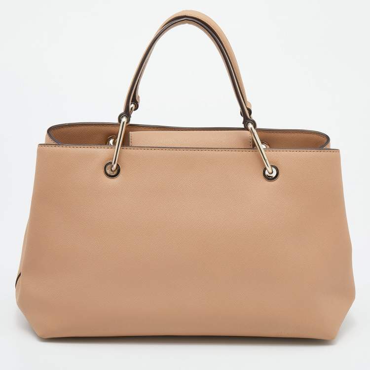 Pre Owned DKNY Beige Leather Front Pocket Satchel