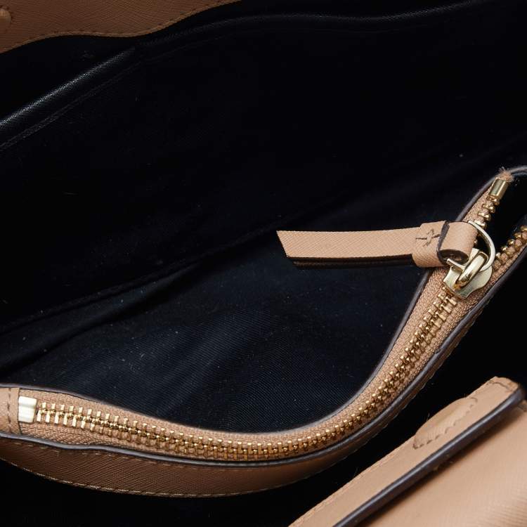 Pre Owned DKNY Beige Leather Front Pocket Satchel