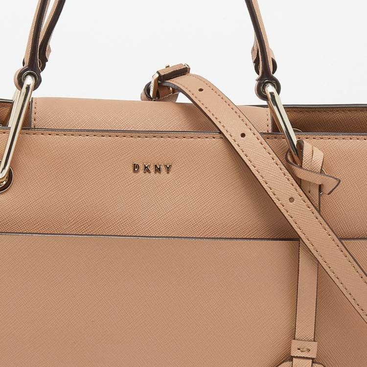 Pre Owned DKNY Beige Leather Front Pocket Satchel