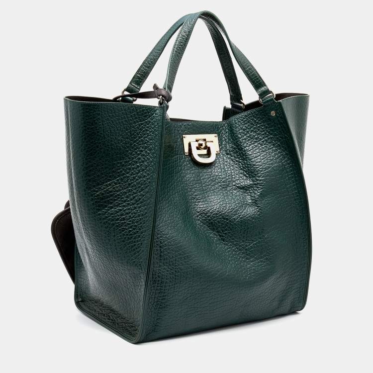 Pre Owned DKNY Green Leather Tote