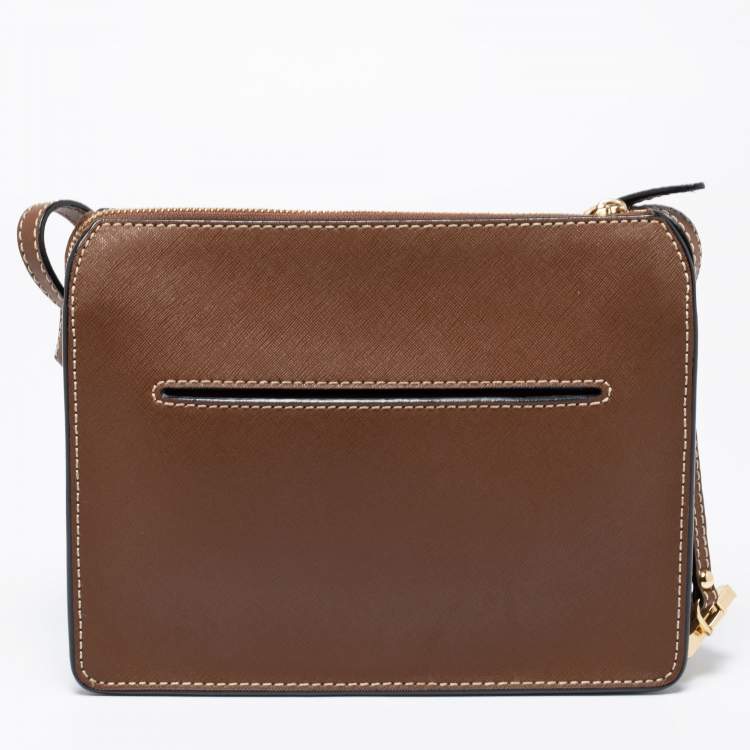 Pre Owned DKNY Brown Leather Ava Zip Crossbody Bag
