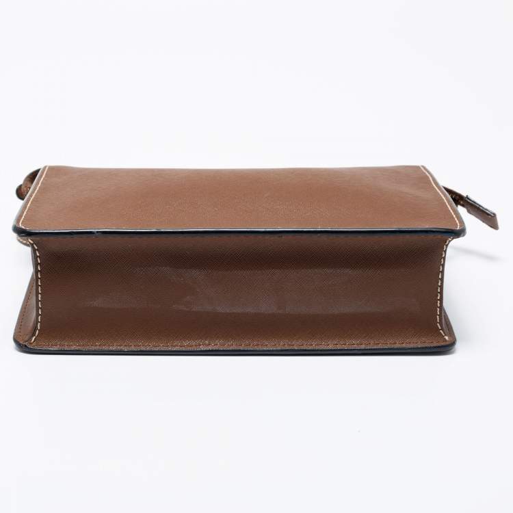 Pre Owned DKNY Brown Leather Ava Zip Crossbody Bag