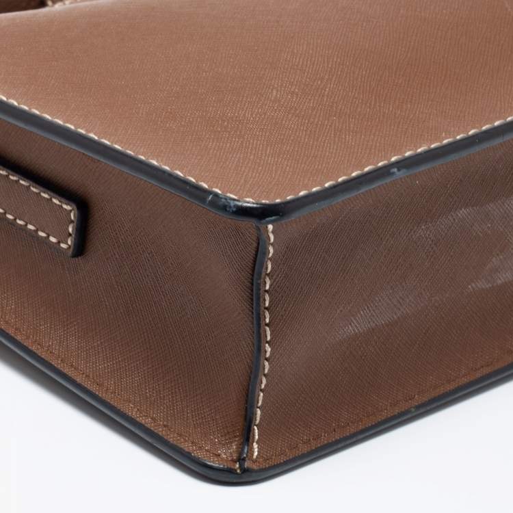 Pre Owned DKNY Brown Leather Ava Zip Crossbody Bag