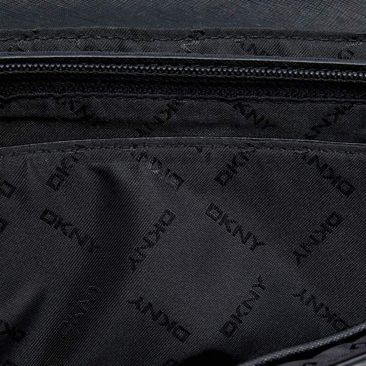 مملوكة مسبقًا Dkny Black Leather Crossbody Flap Bag