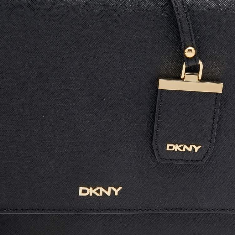 مملوكة مسبقًا Dkny Black Leather Crossbody Flap Bag