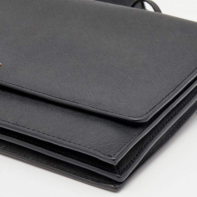 مملوكة مسبقًا Dkny Black Leather Crossbody Flap Bag
