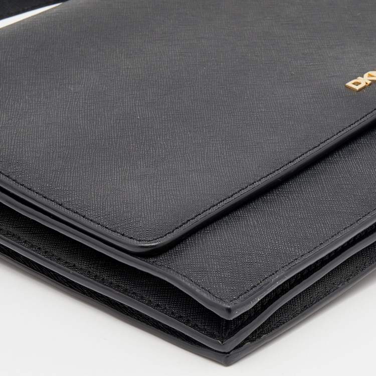 مملوكة مسبقًا Dkny Black Leather Crossbody Flap Bag