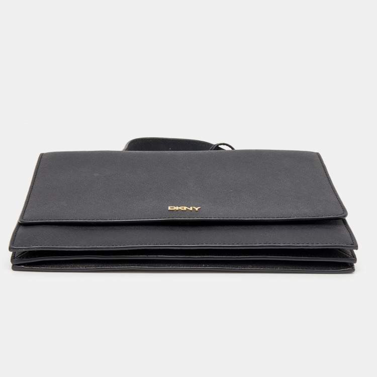 مملوكة مسبقًا Dkny Black Leather Crossbody Flap Bag