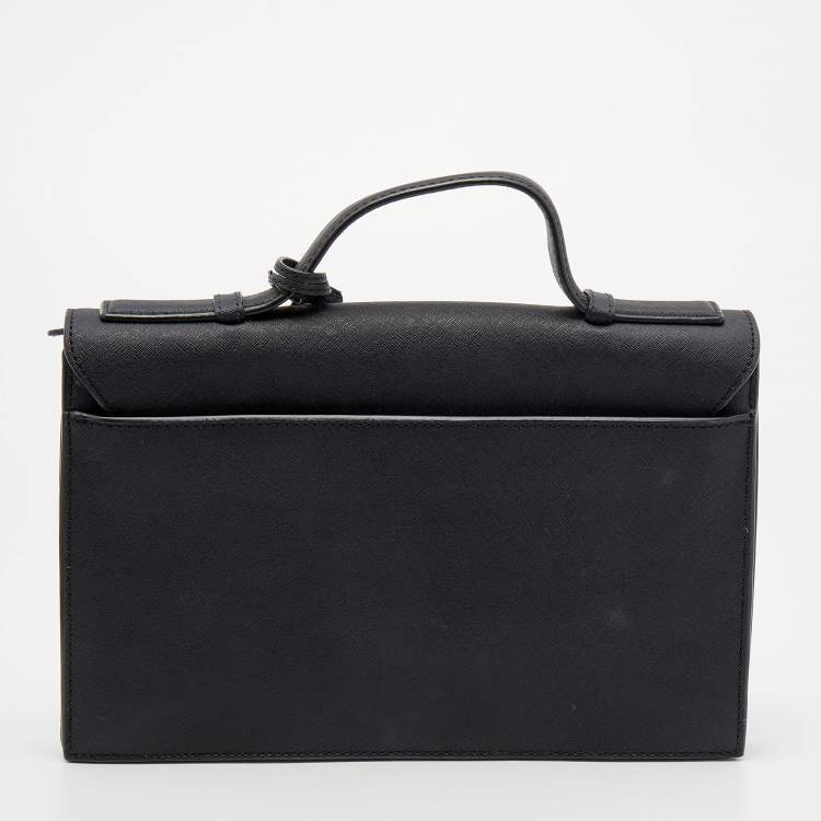 مملوكة مسبقًا Dkny Black Leather Crossbody Flap Bag