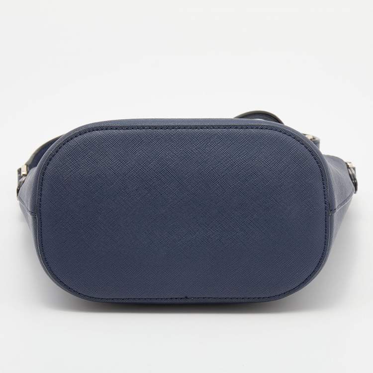 Pre Owned DKNY Navy Blue Leather Crossbody Bucket Bag