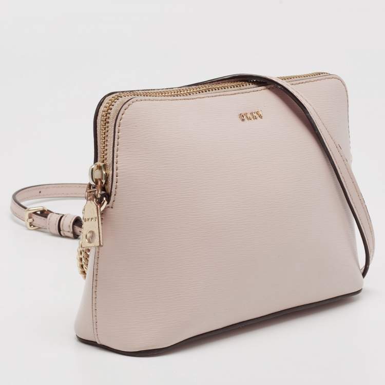 Pre Owned DKNY Light Pink Leather Dome Crossbody Bag